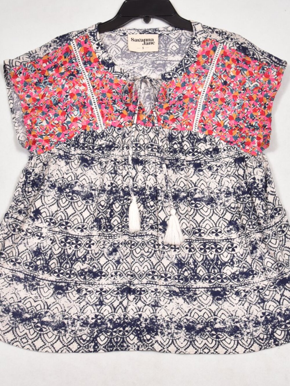 Savanna Jane Top Sz Small Floral Peasant Cottage Farm Boho Hippie Flowy Country